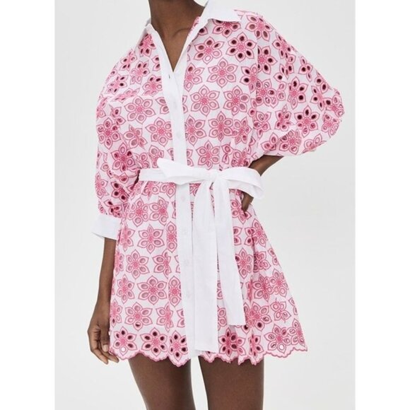 SUNDRESS Florine Dress‎ Florine Dress in Eyelet Pink - Size M/L - Picture 1 of 11